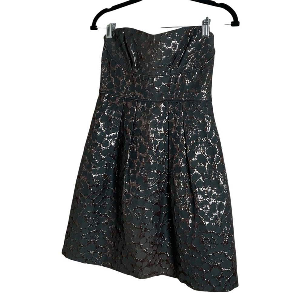 BCBGMaxAzria Metallic Jacquard "Eve" Strapless Dress - NWT size 4 - Picture 2 of 11